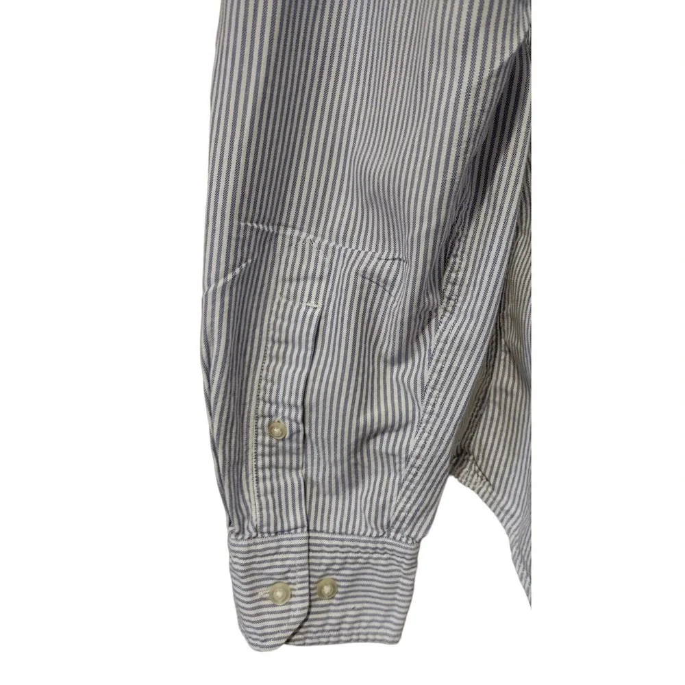 Banana Republic Shirt Men's Large Camden Fit Blue Striped Long Sleeve‎ Button Up